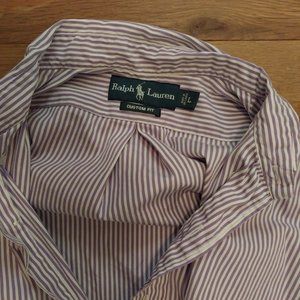 Polo Ralph Lauren Purple Custom Fit Stripe Button Large Longsleeve Shirt
